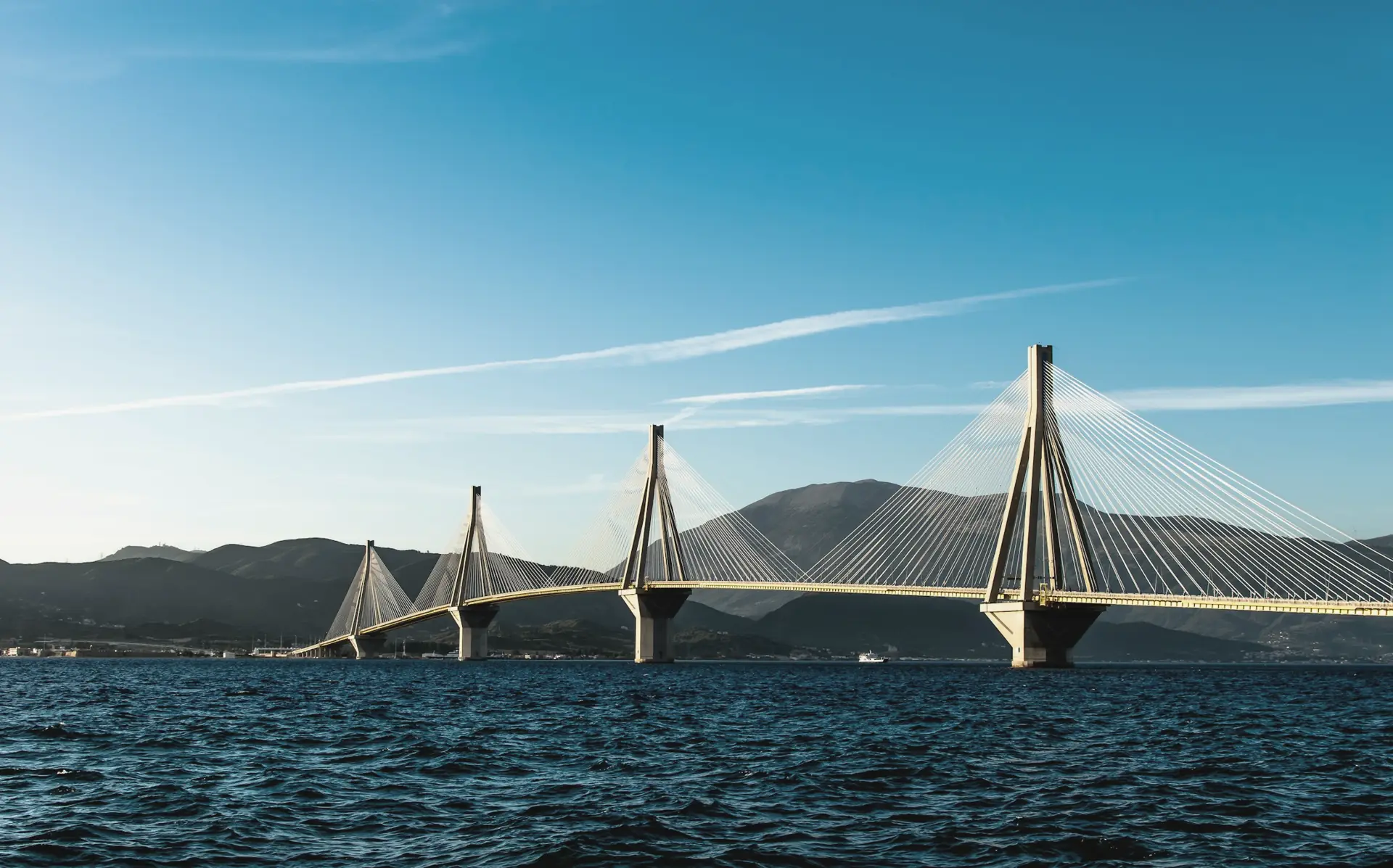 Cable-stayed bridge spanning open water