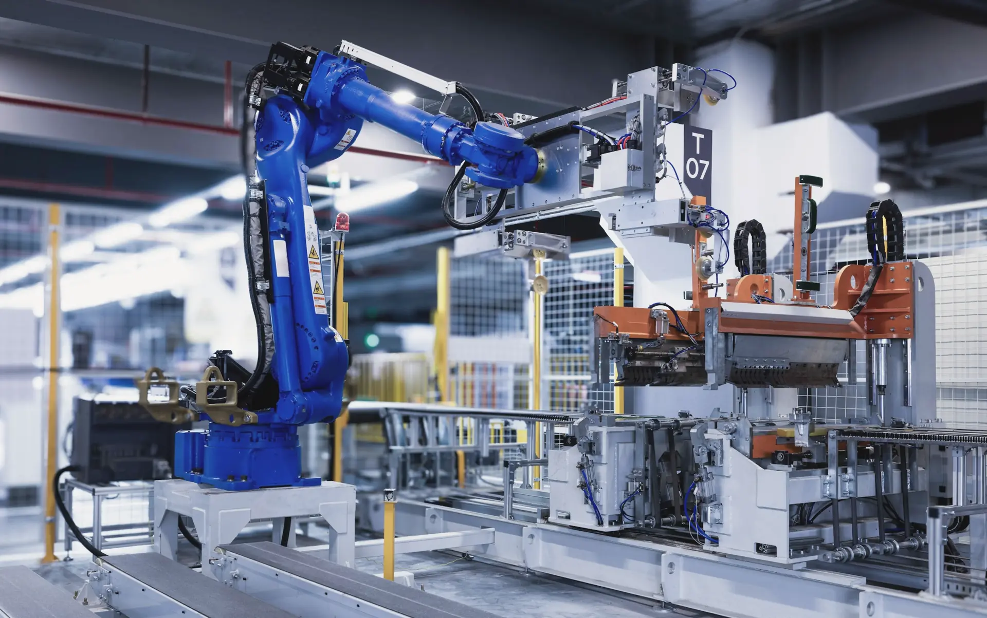Robotic arm on a modern production line